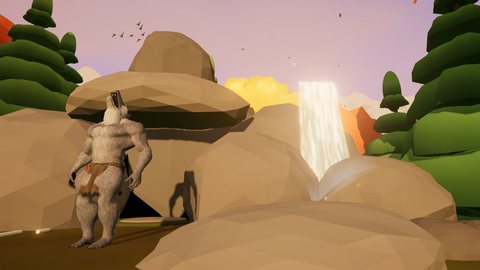 Ragnar howling in front of his den by the waterfall